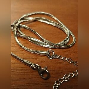 Elegant Square Stainless Steel Silver Chain Necklace "New Never Worn"